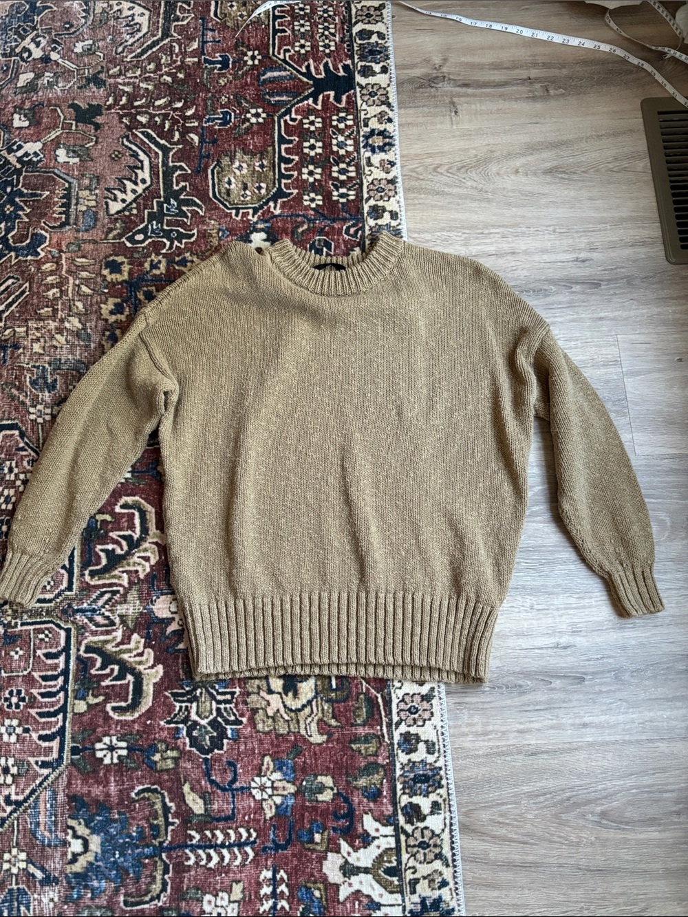 Jenni Kayne Cotton Linen Crewneck Sweater in Camel